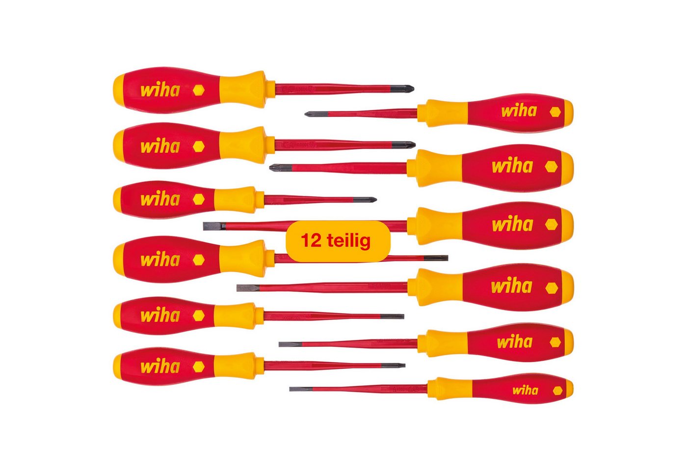 Wiha Schraubendreher Profi (41003) - 12 tlg., VDE, mit dünner Spitze Schlitz, Kreuz, Kreuzschlitz, Torx, Plusminus von Wiha