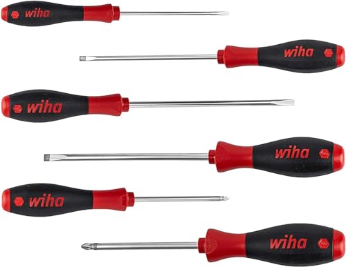 Wiha Schraubendreher Set SoftFinish® (07153) 6 tlg. I Schraubenzieher Satz für Alltag, Handwerk, Industrie I Schlitz/Kreuz von Wiha