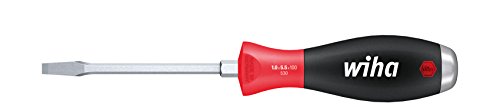 Wiha Schraubendreher SoftFinish® Schlitz mit durchgehender Sechskantklinge und massiver Stahlkappe (03224) 4,5 mm x 90 mm, für gezielte Hammerschläge, Schlagen und Meißeln, Sechskantansatz zum Lösen von festsitzenden Schrauben von Wiha
