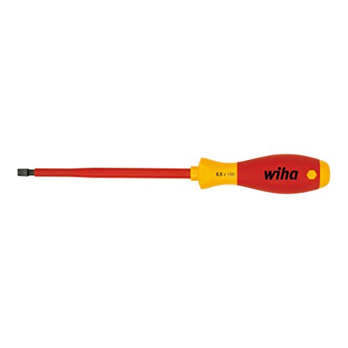 Wiha Schraubendreher SoftFinish® electric Schlitz (00823) 4,0 mm x 100 mm VDE geprüft, stückgeprüft, ergonomischer Griff für kraftvolles Drehen, Allrounder für Elektriker von Wiha