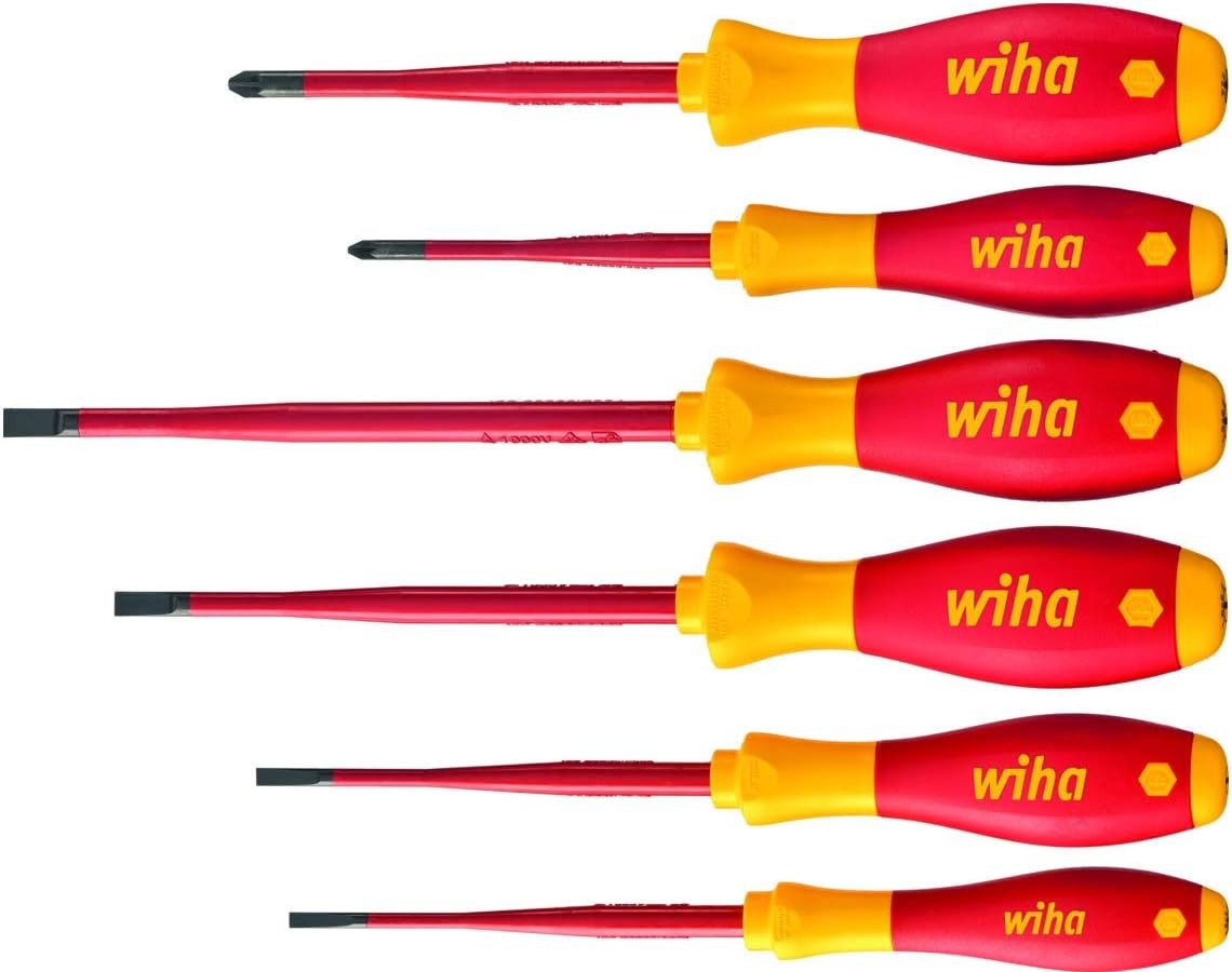 Wiha Schraubendreher SoftFinish (36455) - 6 tlg., Schraubenzieher, Schlitz, Kreuzschlitz, VDE von Wiha