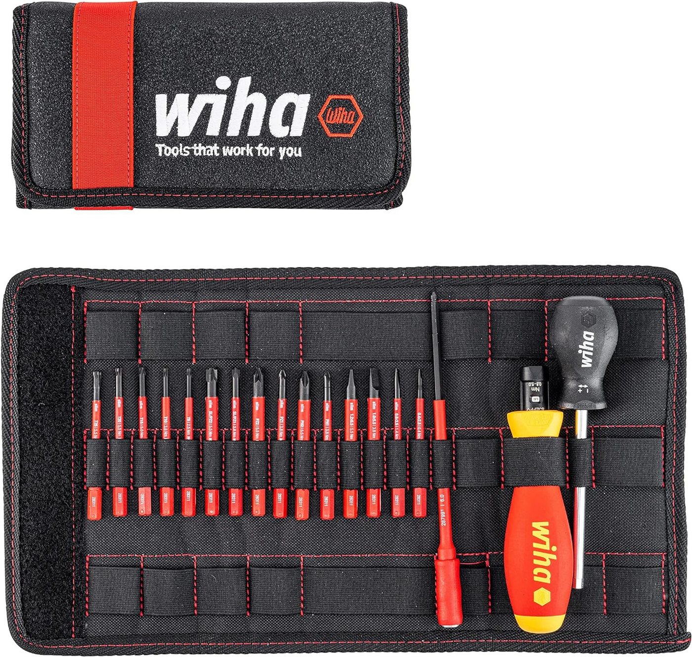 Wiha Schraubendreher TorqueVario-S (36791) - 19 tlg., Schlitz, Kreuz, PlusMinus, TORX - 0,8-5,0 Nm von Wiha