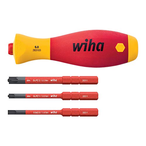 Wiha Schraubendreher mit Bithalter Set SoftFinish slimVario electric 4-tlg. mit slimBits 43449 von Wiha