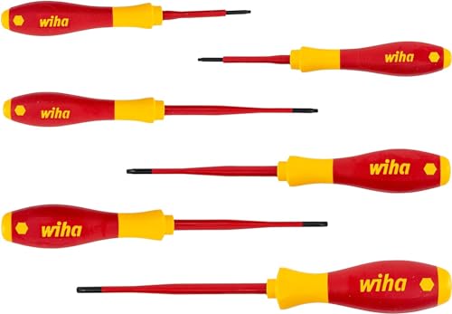 Wiha Schraubendreherset SoftFinish slimFix (36558), 6 teilig, Schraubenziehersatz VDE Elektriker, isoliert 1000v, Torx von Wiha