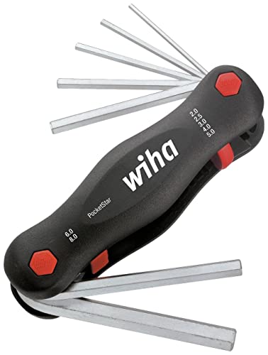 Wiha Multitool PocketStar® Innen-Sechskant 7-tlg., per Tastendruck schneller Zugriff, als Längs- und Quergriff einsetzbar, Stiftschlüssel sicher verstaut, all-in-one Werkzeug (23040) von Wiha