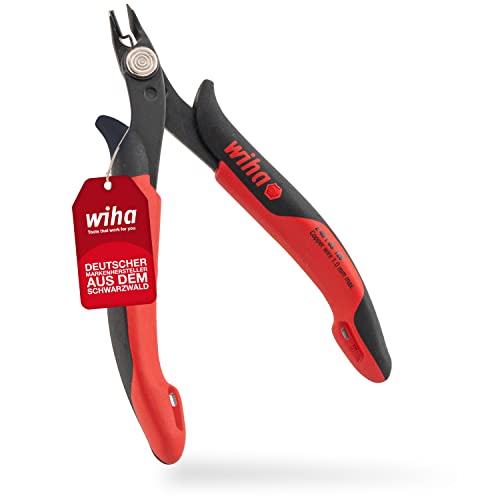 Wiha Präzisions Seitenschneider Elektronik klein (27390) breiter, spitzer Kopf ohne Wate 130mm I Drahtschneider Elektroinstallation I in Verpackung von Wiha