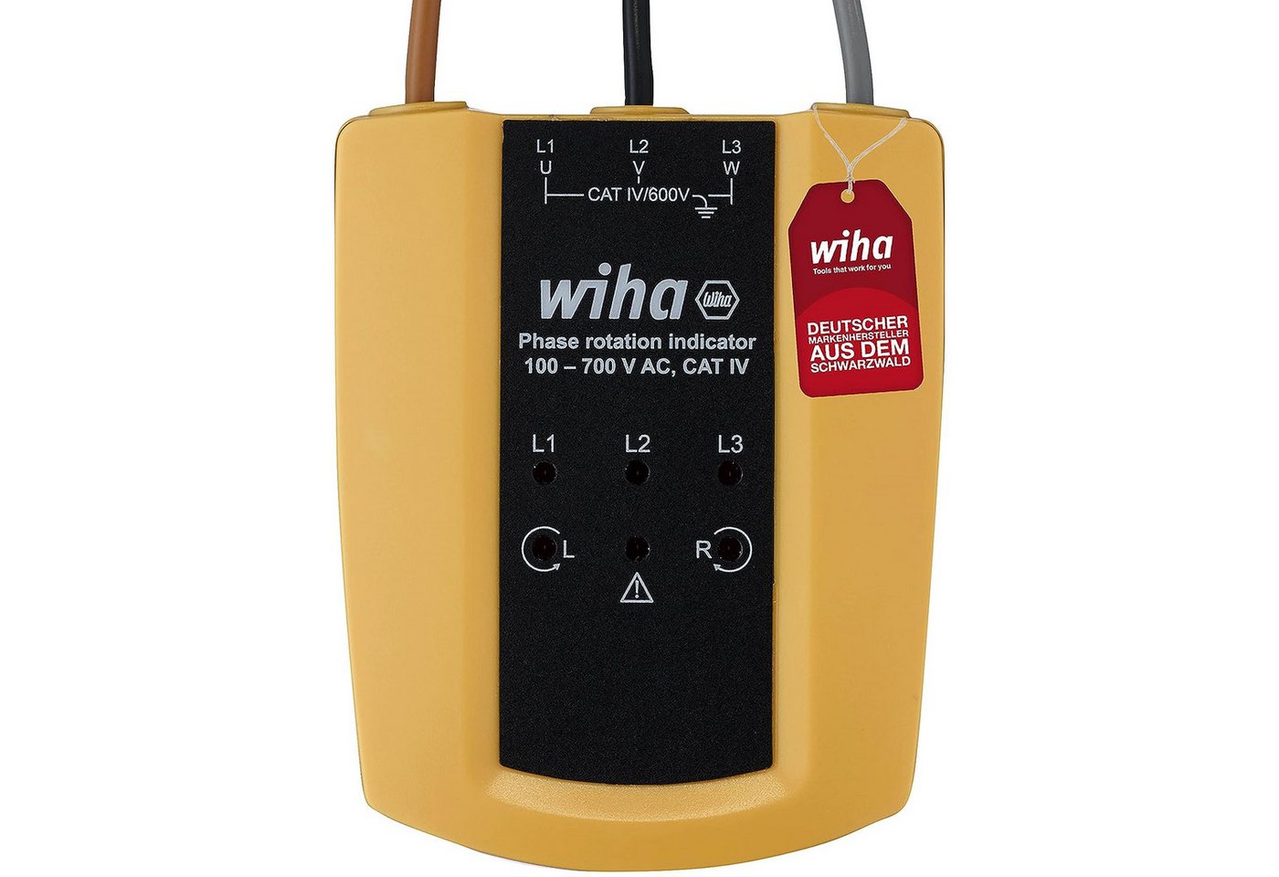 Wiha Spannungsprüfer Elektriker (45221), 100 - 700 V AC, CAT IV, 3 Phasen mit nur einer Prüfung, LED-Anzeige von Wiha