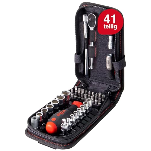 Wiha Steckschlüsselsatz Bit Set 1/4 Zoll 41 teilig inklusive Funktionstasche mit Gürtelclip I Werkzeuggürteltasche (44684) von Wiha