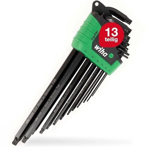 Wiha Stiftschlüssel Set 13-tlg. im ErgoStar Halter TORX I MagicSpring I T5-T45 I schwarzoxidiert I Winkelschlüsselsatz I Torxschlüsselsatz (43848) von Wiha