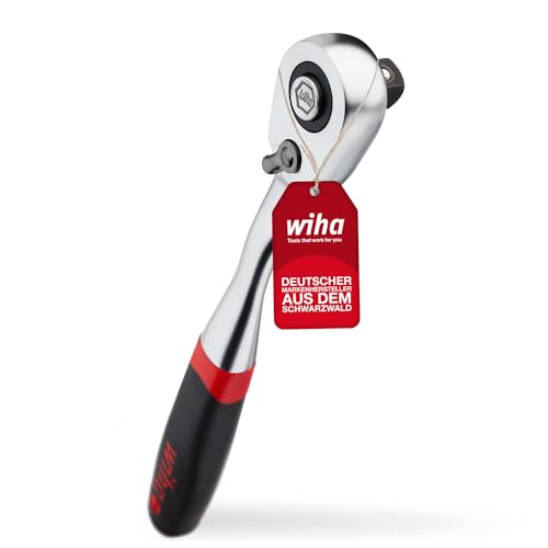 Wiha Umschaltknarre mit Druckknopf und Kugelsicherung I Feinverzahnt mit 72 Zähnen I 1/4" I Feinzahn-Umschaltknarre (45626) von Wiha