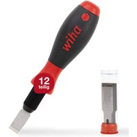 Wiha - Universalschaber Set SoftFinish® 12 teilig i mit 10 Ersatzklingen, 13 mm breit i Entfernen von Farbresten, Etiketten, Kleberesten usw. (26920) von Wiha