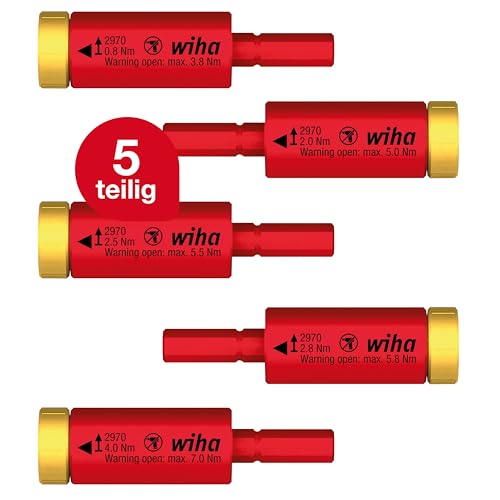 Wiha Drehmoment Set easyTorque Adapter electric für slimBits und slimVario Halter 5-teilig I Drehmoment-Adapter I 0,8-4,0 Nm I VDE geprüft (41479) von Wiha