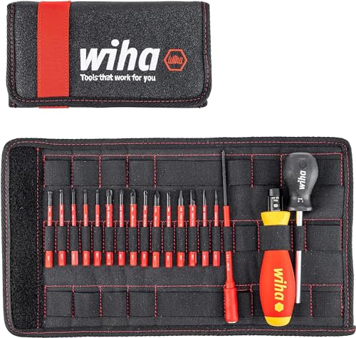 Wiha Drehmoment Schlüssel Schraubendreher Set TorqueVario-S electric (36791) gemischt 19tlg.|0,8-5,0Nm|inkl. Falttasche|Schlitz/Kreuz/PlusMinus/TORX von Wiha