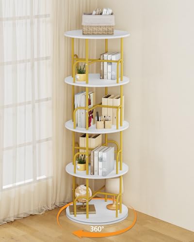 WikLiy Drehbares Bücherregal mit 4 Etagen, um 360° drehbar, platzsparendes und stapelbares rundes Bücherregal, Organizer für kleine Räume, Heimbüro, Kinderzimmer, Arbeitszimmer WikLiy Drehbares Bücherregal mit 4 Etagen, um 360° drehbar, platzsparendes und stapelbares rundes Bücherregal, Organizer für kleine Räume, Heimbüro, Kinderzimmer, Arbeitszimmer von WikLiy