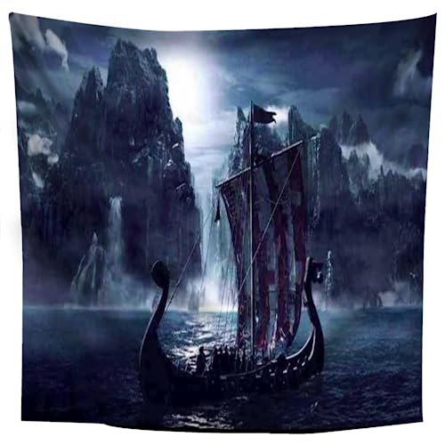 Wikinger Runen Wandbehang Tapisserie 150X200 Wikinger Schiff Wandbehang Wanddekoration Modern Groß Mikrofaser Stoff Kinderzimmer Wohnzimmer Schlafzimmer Für Erwachsene Mädchen Jungen,A12 von Wikinger