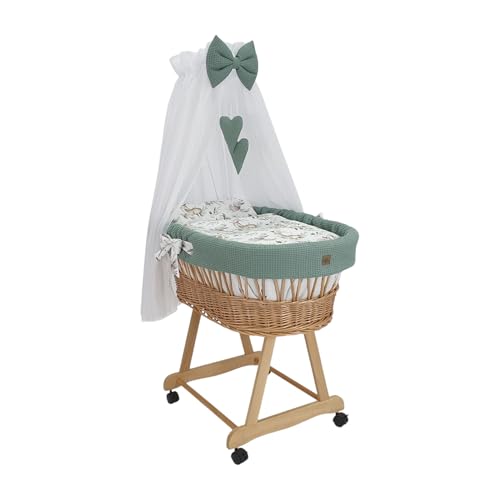 Wiklinopol Moseskorb mit Baldachin Lena – Baby-Stubenwagen aus Weide mit Gestell – Babykorb in Natur, Komplettset mit 5-TLG. Waffel-Bettwäsche Rehkitz Khaki – Mit Rollen, Tragbar, Sicher Wiklinopol Moseskorb mit Baldachin Lena – Baby-Stubenwagen aus Weide mit Gestell – Babykorb in Natur, Komplettset mit 5-TLG. Waffel-Bettwäsche Rehkitz Khaki – Mit Rollen, Tragbar, Sicher von WIKLINOPOL IRENEUSZ ZYGMUNT WICKER WOOD BABY 2000 EU