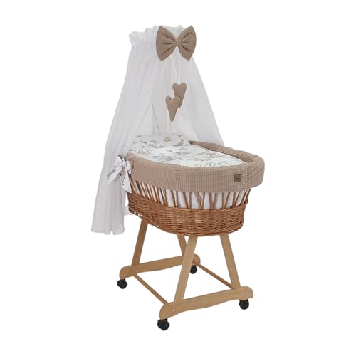 Wiklinopol Moseskorb mit Baldachin Lena – Baby-Stubenwagen aus Weide mit Gestell – Babykorb in Natur, Komplettset mit 5-TLG. Waffel-Bettwäsche Safari Beige – Mit Rollen, Tragbar, Sicher Wiklinopol Moseskorb mit Baldachin Lena – Baby-Stubenwagen aus Weide mit Gestell – Babykorb in Natur, Komplettset mit 5-TLG. Waffel-Bettwäsche Safari Beige – Mit Rollen, Tragbar, Sicher von WIKLINOPOL IRENEUSZ ZYGMUNT WICKER WOOD BABY 2000 EU