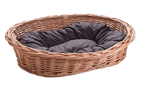 Wiklinowy Świat - Weidenkorb Hundebett Katzenbett, Weidenbett für Haustiere - Natürlich warm, atmungsaktiv und stilvoll - Verschiedene Größen 66x47x15cm - gepunktetes braunes Kissen Wiklinowy Świat - Weidenkorb Hundebett Katzenbett, Weidenbett für Haustiere - Natürlich warm, atmungsaktiv und stilvoll - Verschiedene Größen 66x47x15cm - gepunktetes braunes Kissen von Wiklinowy Swiat
