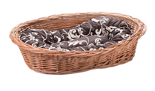Wiklinowy Świat - Weidenkorb Hundebett Katzenbett, Weidenbett für Haustiere - Natürlich warm, atmungsaktiv und stilvoll - Verschiedene Größen 75x53x17cm - Braun mit Schnörkelmuster Wiklinowy Świat - Weidenkorb Hundebett Katzenbett, Weidenbett für Haustiere - Natürlich warm, atmungsaktiv und stilvoll - Verschiedene Größen 75x53x17cm - Braun mit Schnörkelmuster von Wiklinowy Swiat