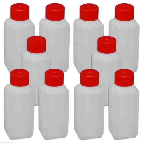 10 Stück 100 ml Plastikflasche Enghalsflasche Abfüllflasche mit Deckel PE-Flasche von Wilai