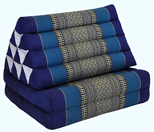 Kapok Thaikissen, Dreieckskissen mit Zwei Auflage - blau von Wilai