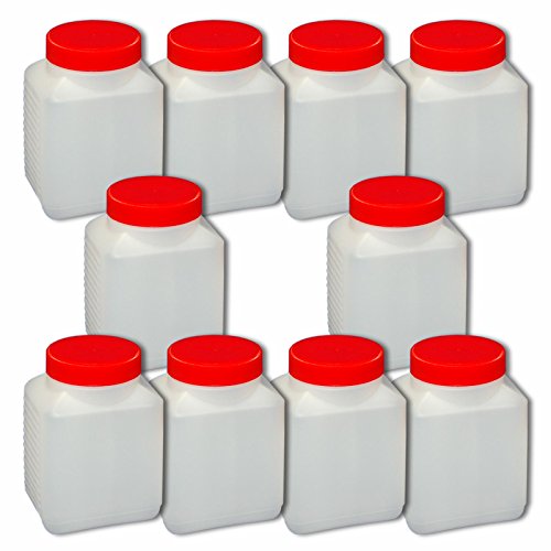 Wilai 10 x 500 ml Plastikflasche Weithalsflasche mit Verschluss Behälter PE-Flasche lebensmittelecht von Wilai