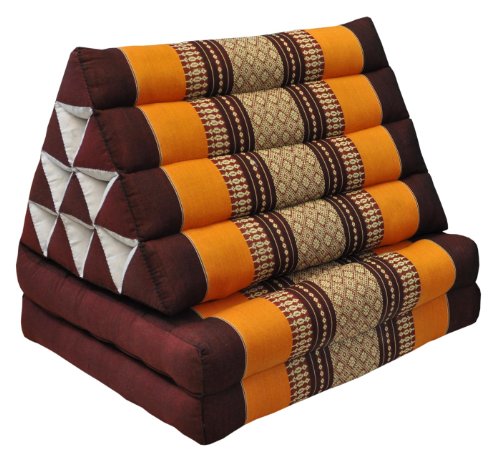 Wilai Bodenkissen Sitzkissen Bodenmatte Loungekissen Zierkissen Kapok Thaikissen, ausklappbar (81102 - braun/orange) von Wilai