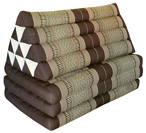 Wilai Kapok Thaikissen, Yogakissen, Massagekissen, Kopfkissen, Tantrakissen, Sitzkissen - Braun/Beige (Kissen mit DREI Auflagen XXL 79x53x46 (82418)) von Wilai