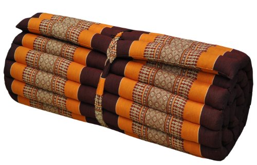 Wilai Kapok Thaikissen Rollmatte breit, braun/orange von Wilai