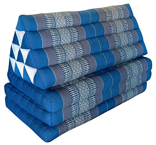 Wilai Thaikissen XXL Kapok ausklappbar Entspannungskissen Bodenkissen Sitzkissen Bodenmatte Loungekissen Zierkissen Yogakissen (81918 - blau/grau) von Wilai