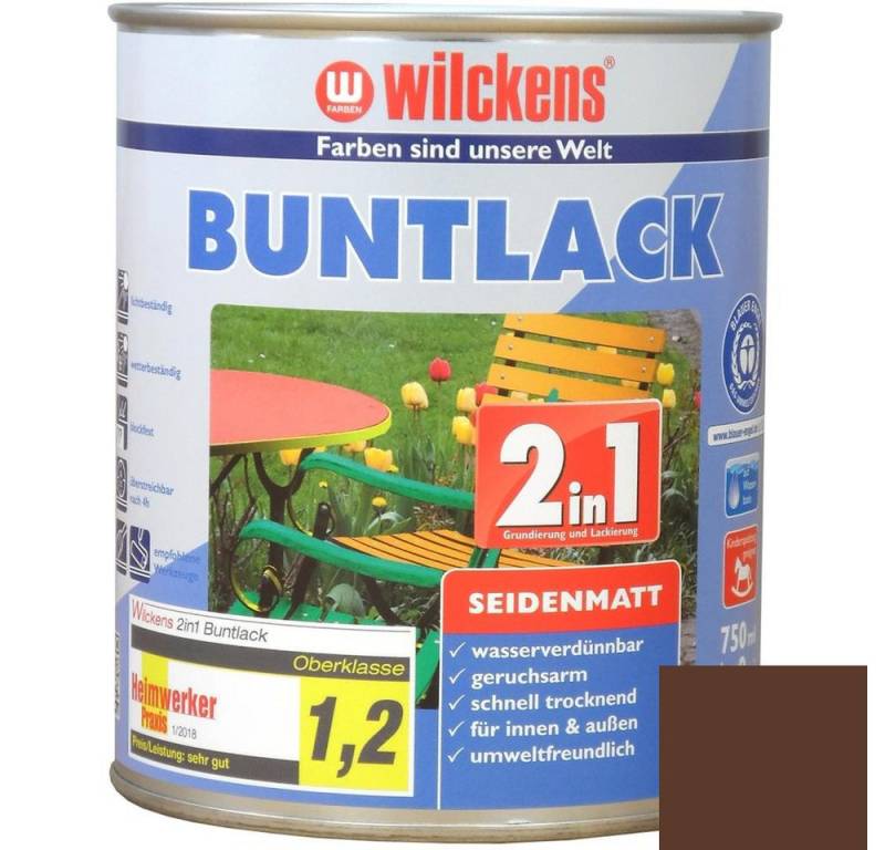 Wilckens Farben Acryl-Buntlack Buntlack 2in1 Lack, seidenmatt, Nussbraun RAL 8011, 750 ml von Wilckens Farben