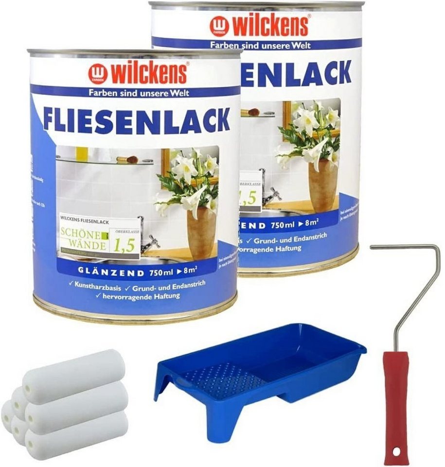 Wilckens Farben Fliesenlack 2 Dosen FLIESENLACK inkl. FARBROLLER WILCKENS weiß für 16 qm von Wilckens Farben