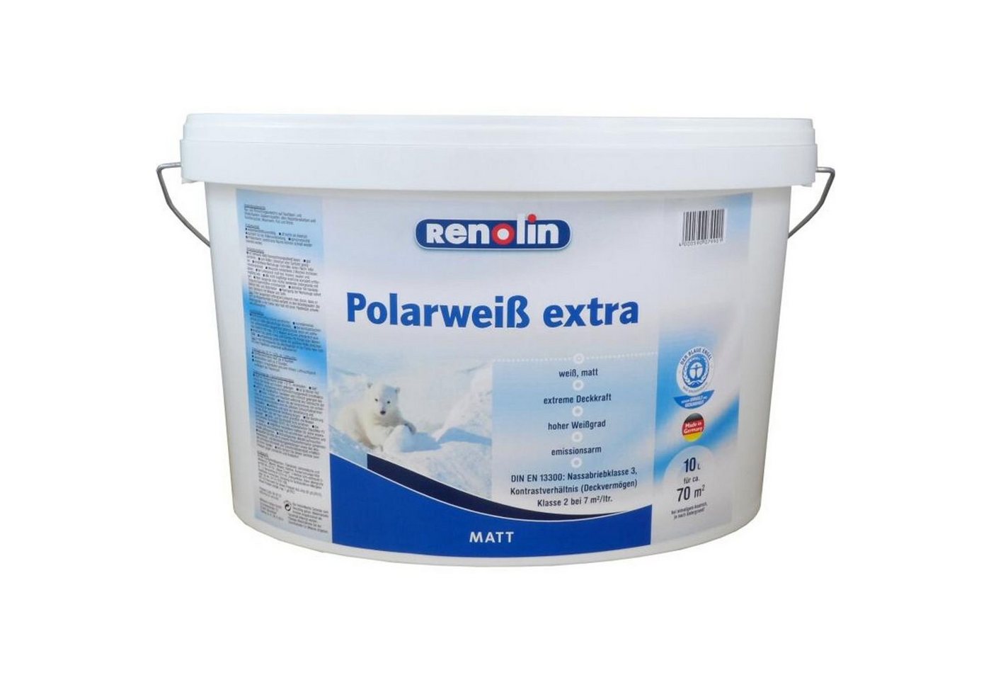 Wilckens Farben Vollton- und Abtönfarbe 10 Liter Renolin Polarweiß Wandfarbe extra 70m² weiß matt extreme von Wilckens Farben