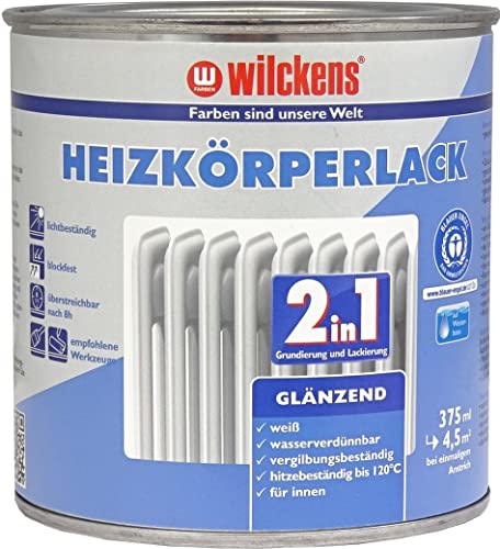 Wilckens 2-in-1 Heizkörperlack weiss inkl. Pinsel von E-Com24 zum Auftragen (2 in 1 375 ml) von Wilckens