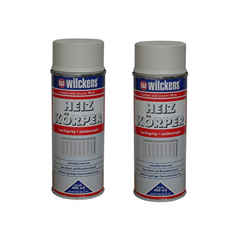 2 x 400ml Wilckens Spraydose Heizkörper Lackspray reinweiss seidenmatt Alkydharzlack 100ml/1,50€ von Wilckens