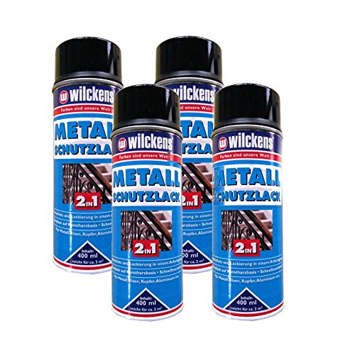 4x WILCKENS 400ml Metall Schutzlack Spray 2in1 Rostschutz schwarz von Wilckens