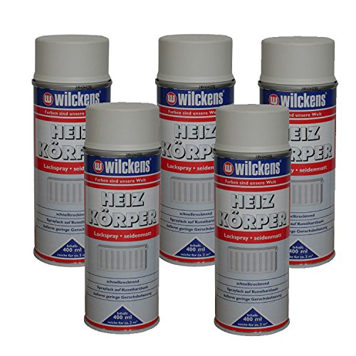 5 x Spraydose Heizkörper Lackspray reinweiss seidenmatt 400ml Alkydharzlack von Wilckens