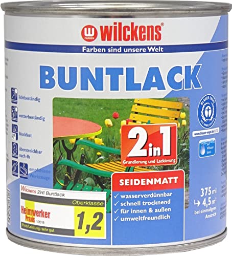 Wilckens 2in1 Acryl Buntlack für Innen und Außen, seidenmatt, 375 ml, RAL 7016 Anthrazitgrau von Wilckens