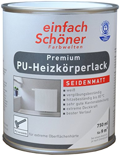 Heizkörperlack weiss inkl. Pinsel von E-Com24 zum Auftragen (Premium PU seidenmatt 750 ml) von Wilckens