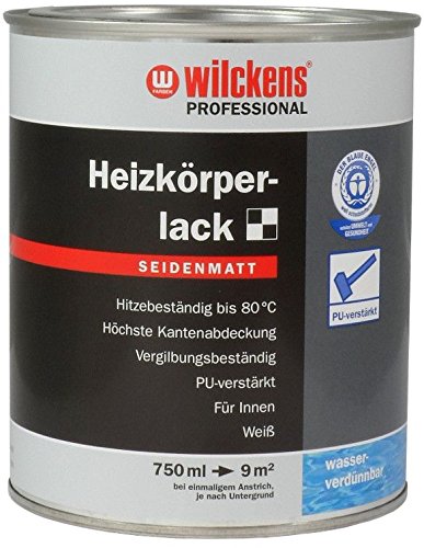 Heizkörperlack weiss inkl. Pinsel von E-Com24 zum Auftragen (Professional seidenmatt 750 ml) von Wilckens