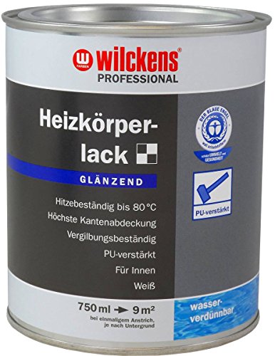 Heizkörperlack weiss inkl.4er Set Pinsel von E-Com24 zum Auftragen (Professional glänzend 2,5 Liter) von Wilckens
