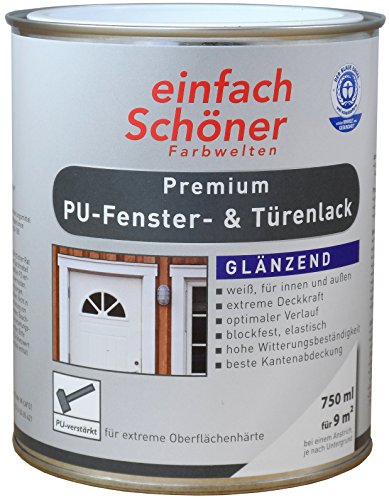Premium PU Türen und Fensterlack weiss inkl. Pinsel von E-Com24 zum Auftragen (PU 750 ml glänzend) von Wilckens