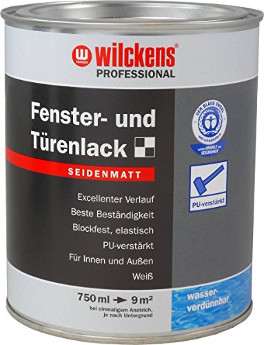 Professional Türen und Fensterlack weiss inkl. Pinsel von E-Com24 zum Auftragen (Pro 750 ml seidenmatt) von Wilckens