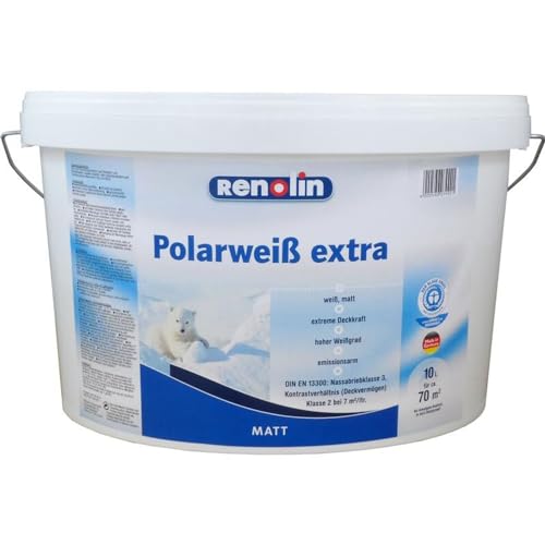 Wilckens 10 Liter Renolin Polarweiß Wandfarbe extra 70m² weiß matt extreme Deckkraft von Wilckens