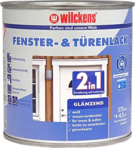 Wilckens 2in1 Fenster- & Türenlack glänzend, 375 ml, Weiß von Wilckens