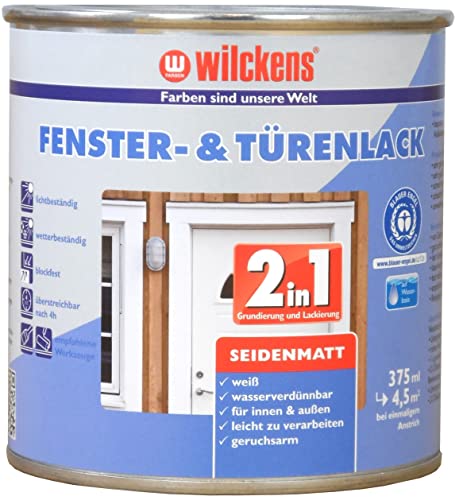 Wilckens 2in1 Fenster- & Türenlack seidenmatt, 375 ml, Weiß von Wilckens