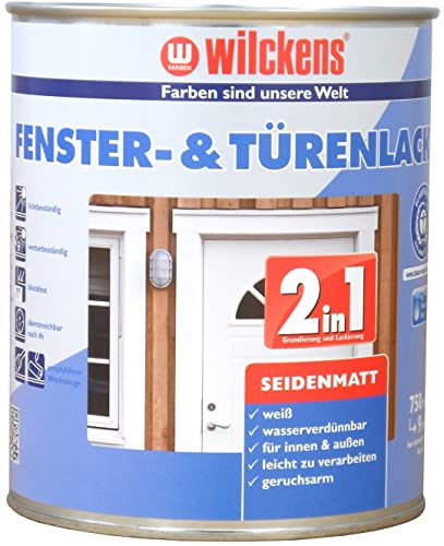 Wilckens 2in1 Fenster- & Türenlack seidenmatt, 750 ml, Weiß von Wilckens