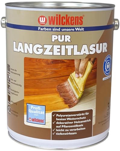 Wilckens 5l PUR-Langzeitlasur Holzlasur Holzschutz Holz Lasur, 5 Liter, Pflanzenölbasis, für ca. 50 m² (Anthrazitgrau) von Wilckens