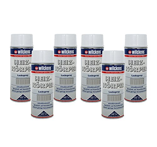 Wilckens 6 x Spraydose Heizkörper Lackspray reinweiß glänzend 400ml Alkydharz von Wilckens
