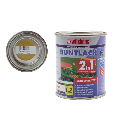 Wilckens Buntlack 2in1 Dispersion seidenmatt 30 Farben 125ml, Farben:Gold von Wilckens